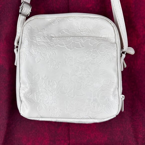 MULTISAC ELEGANT WHITE FLORAL EMBOSSED CROSSBODY BAG - Picture 4 of 14